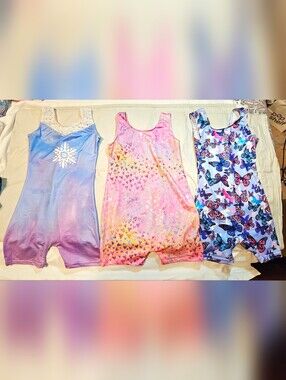Girls Size 12 Gymnastics Biketard Bundle of 3